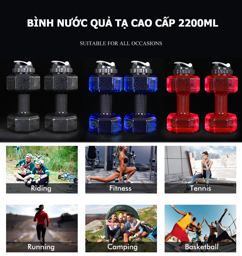 Bình nước quả tạ cao cấp dung tích 2200ml