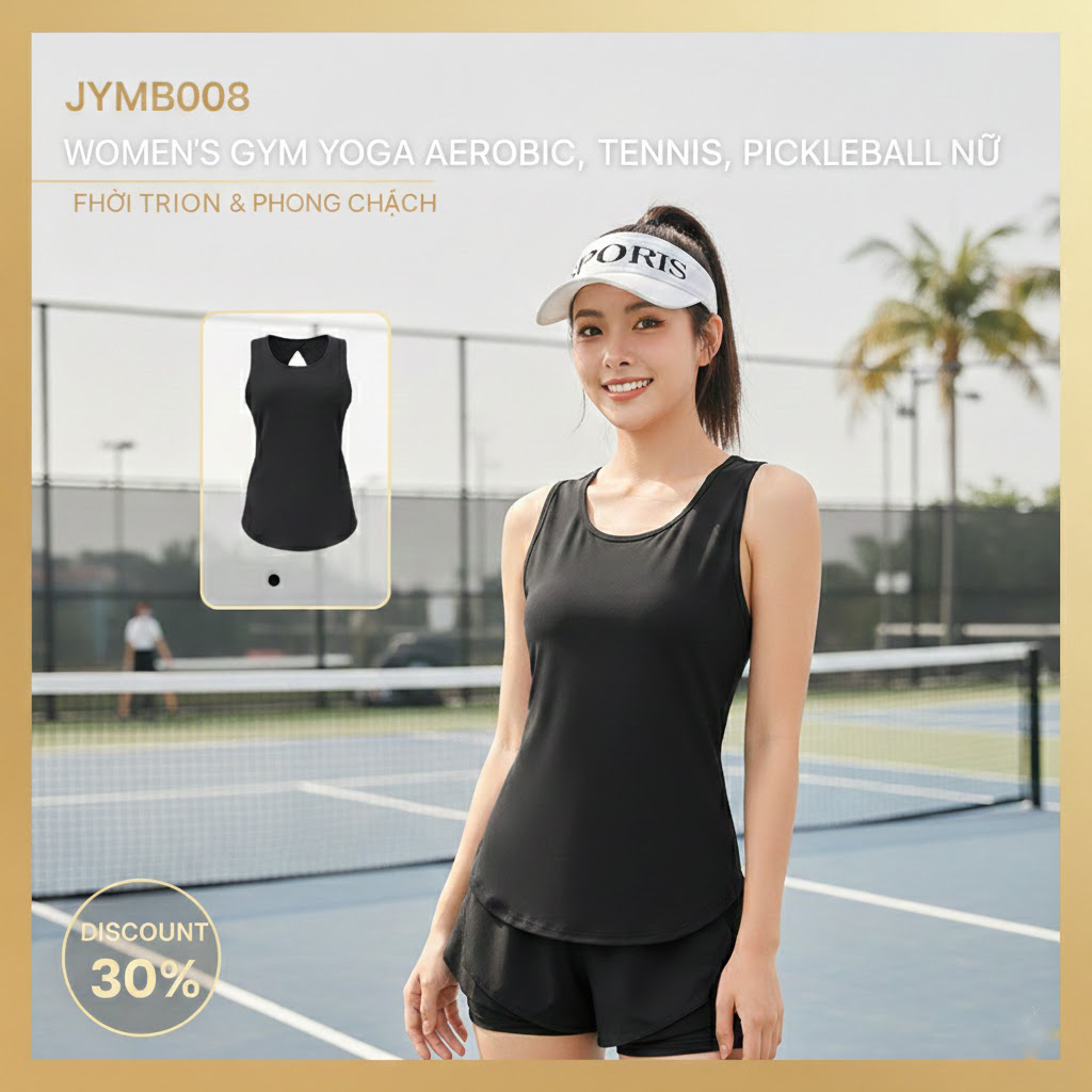 Áo ba lỗ gym yoga aerobic, tennis, Pickleball nữ JYMB008