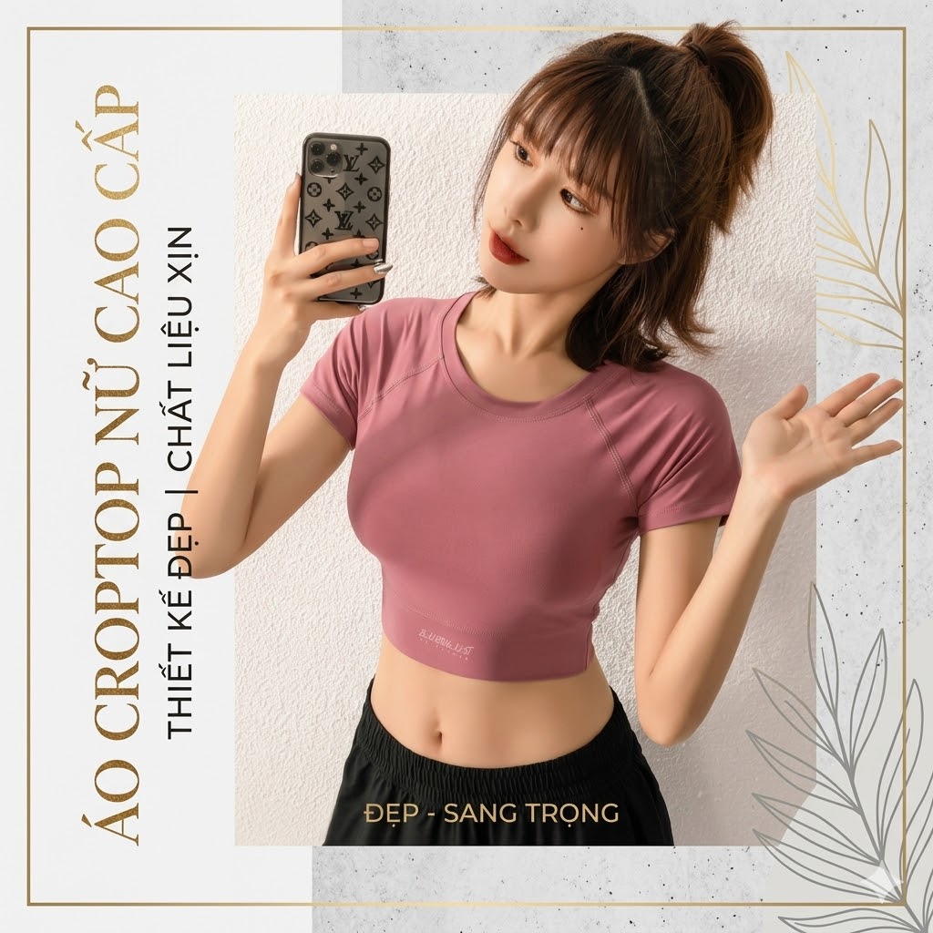 Áo croptop nữ cổ tròn cộc tay DX062
