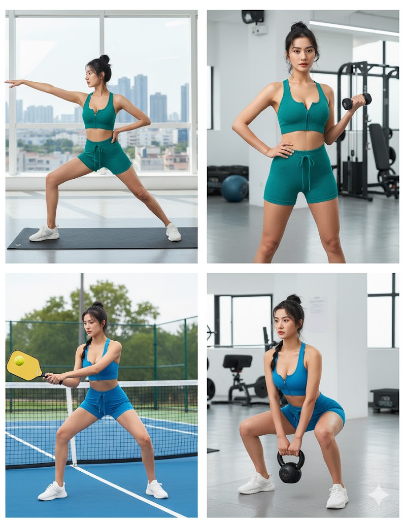Fullset quần short và áo bra khóa kéo GM001