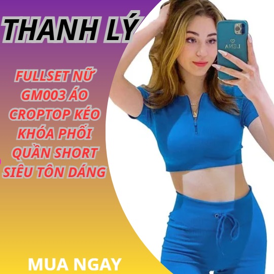 Fullset quần short và áo crotop cổ kéo khóa GM003 