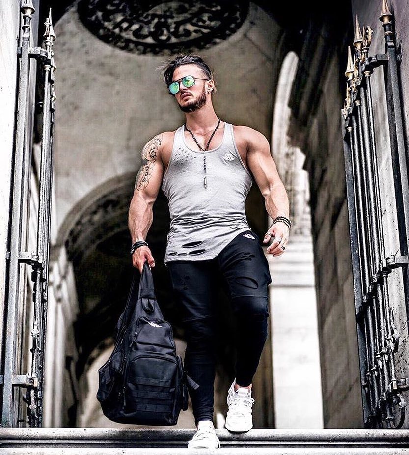 Áo ba lỗ tập gym nam Body engineers vạt chéo 