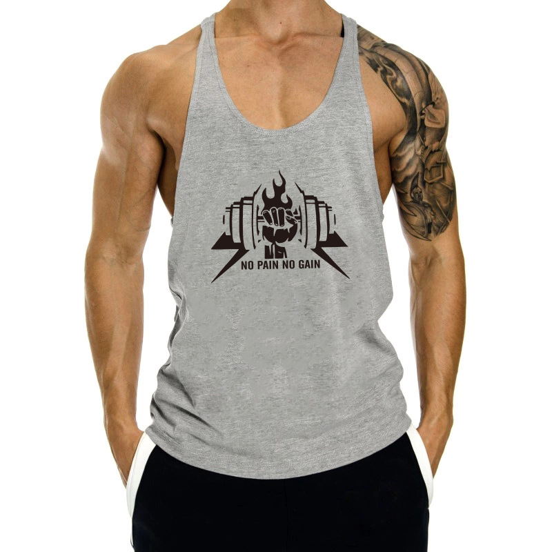 Ba lỗ gym nam NO PAIN NO GAIN quả tạ