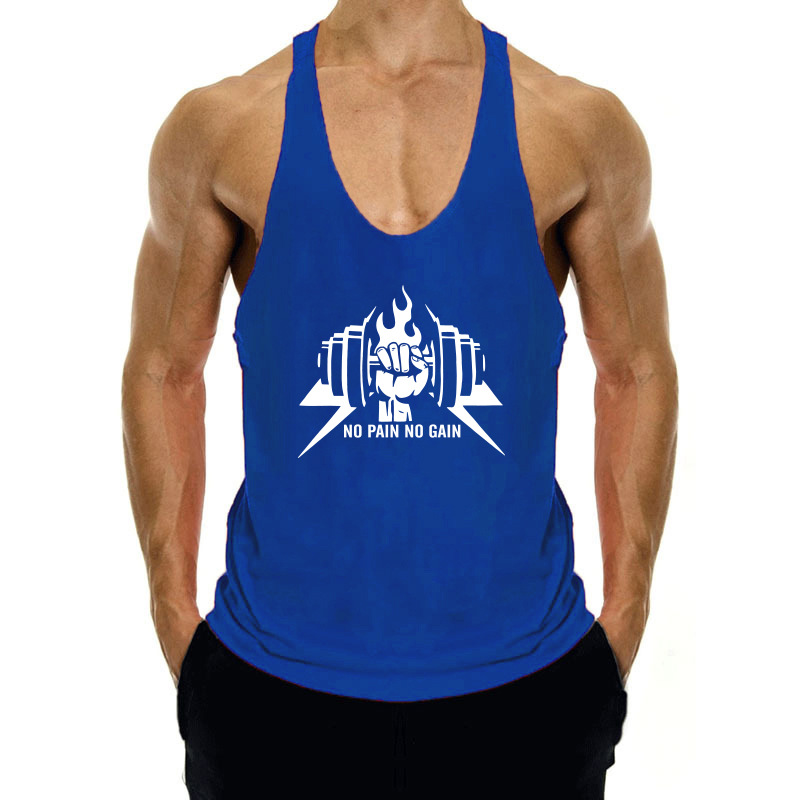 Ba lỗ gym nam NO PAIN NO GAIN quả tạ