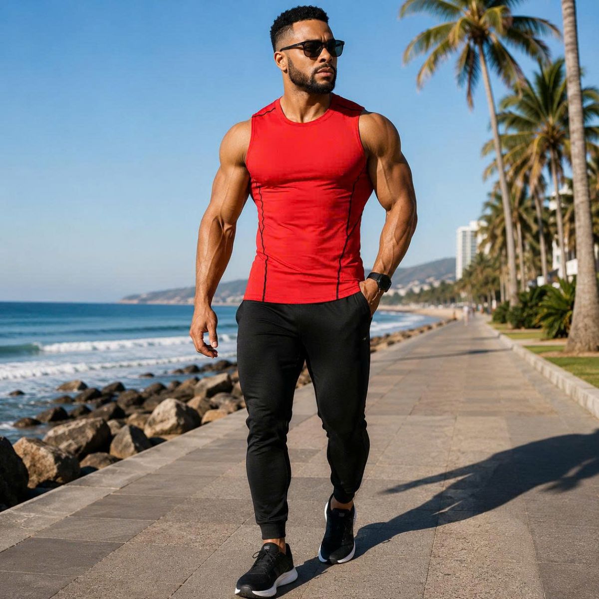 Ba lỗ sát nách gym nam chạy viền D1981