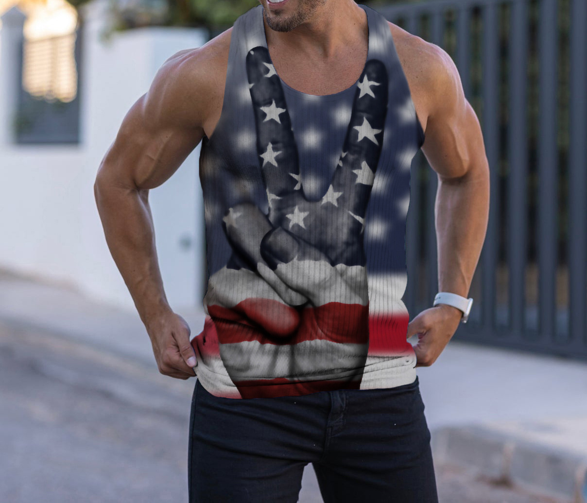 Ba lỗ tăm gym nam usa, hi, đầu nâu