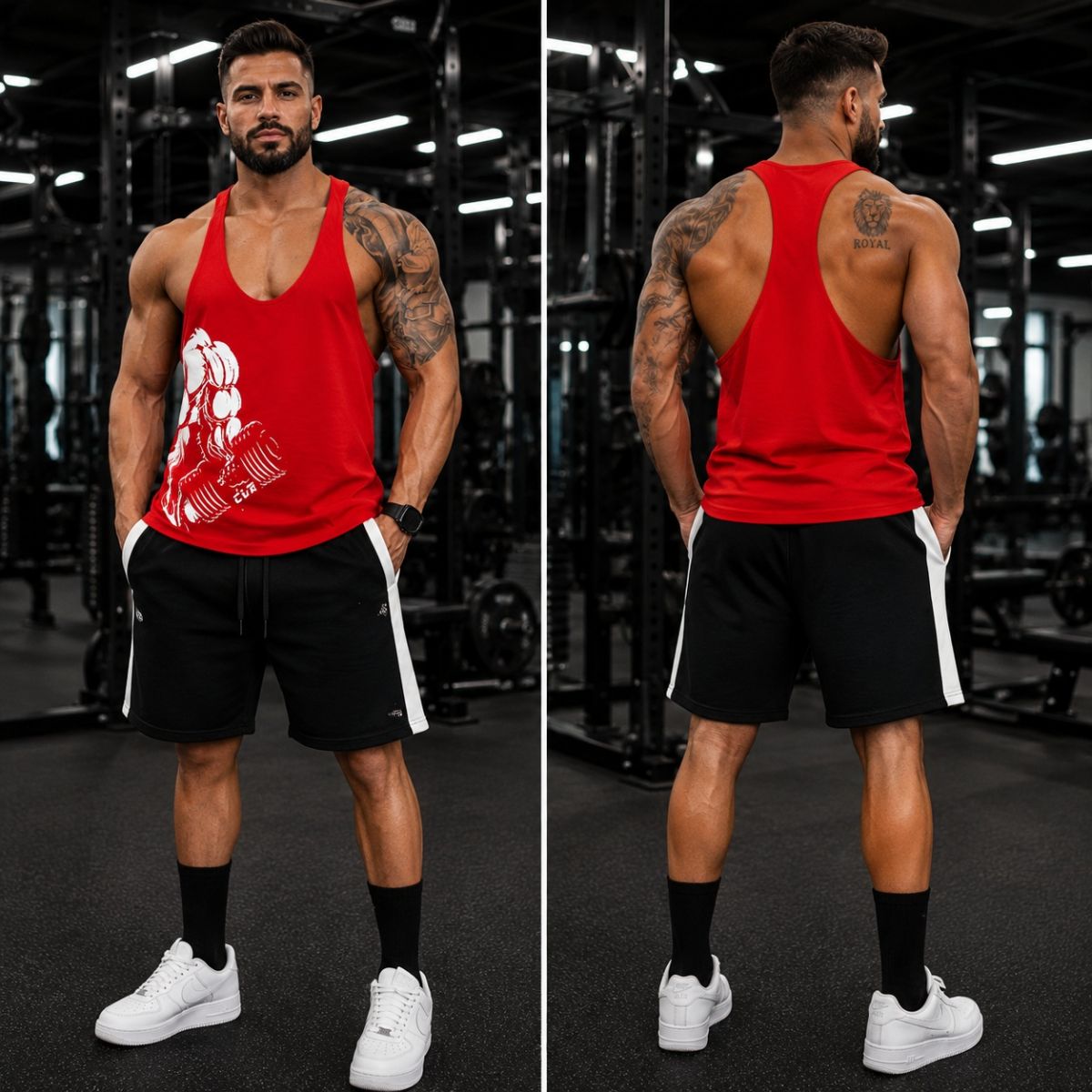 Ba lỗ gym nam bodybuilding athlete