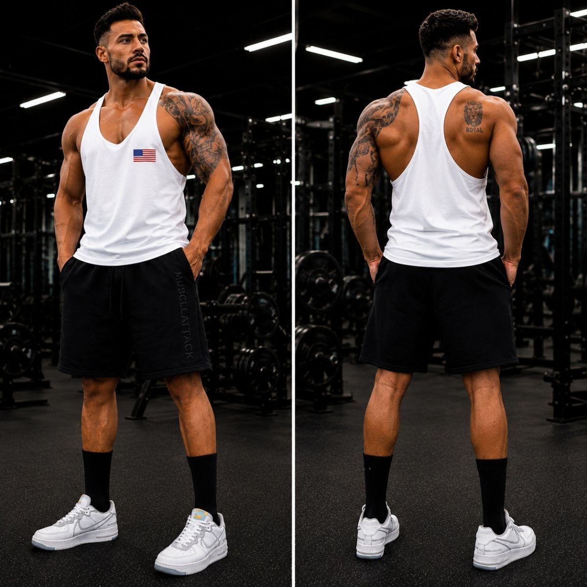 Ba lỗ gym nam cờ mỹ USA logo nhỏ ngực trái