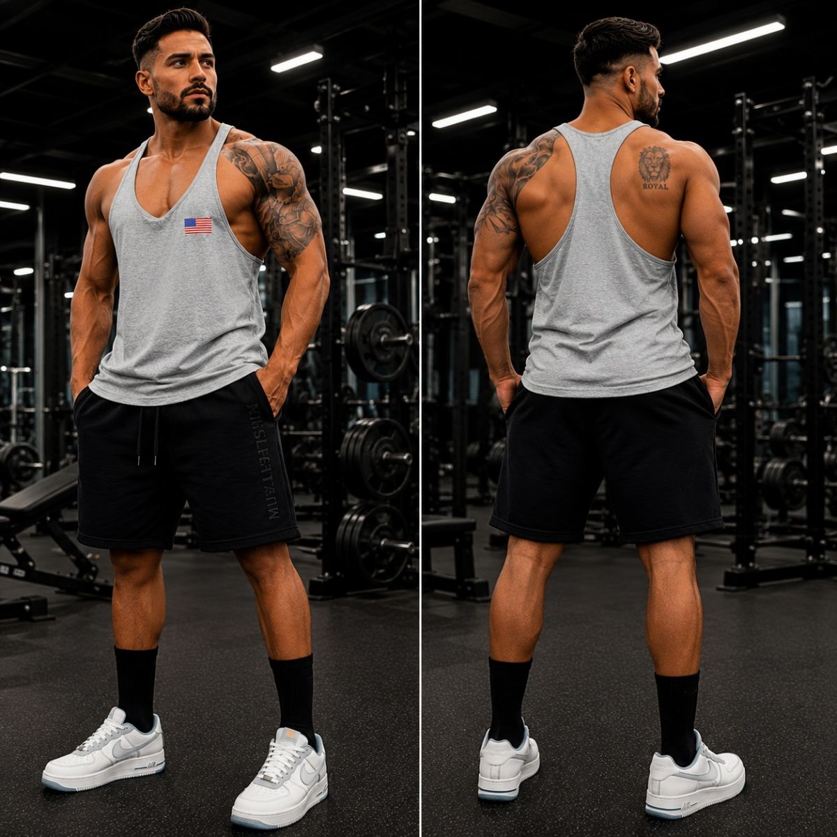 Ba lỗ gym nam cờ mỹ USA logo nhỏ ngực trái