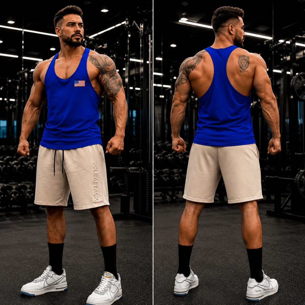 Ba lỗ gym nam cờ mỹ USA logo nhỏ ngực trái
