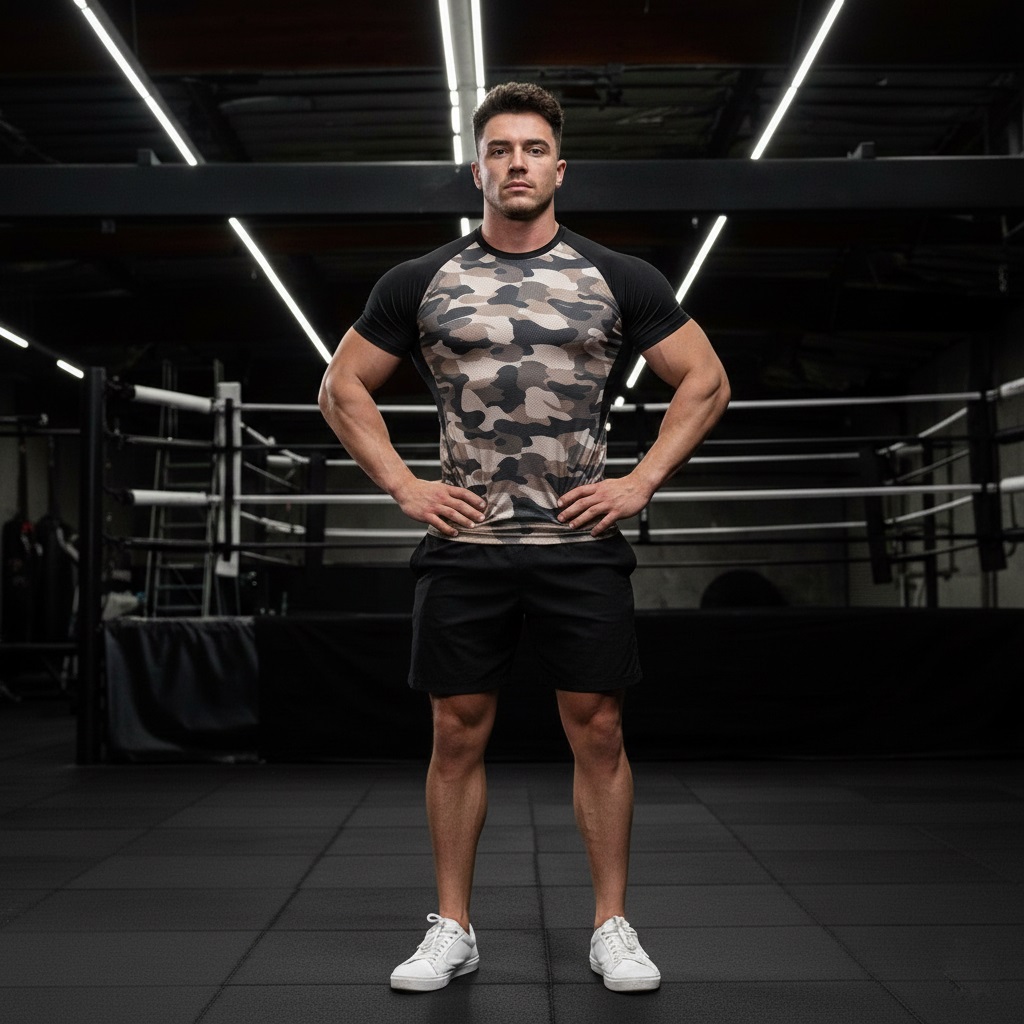 Cộc tay gym nam rằn ri T20MJS11
