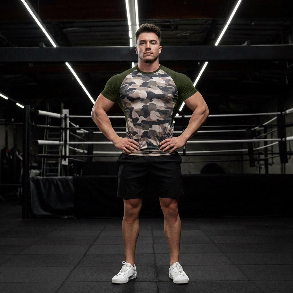 Cộc tay gym nam rằn ri T20MJS11