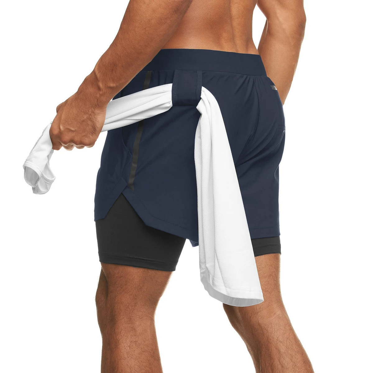 Quần short gym nam 2 lớp ASRV-DK36