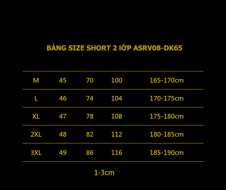 Quần short gym nam 2 lớp ASRV-DK36