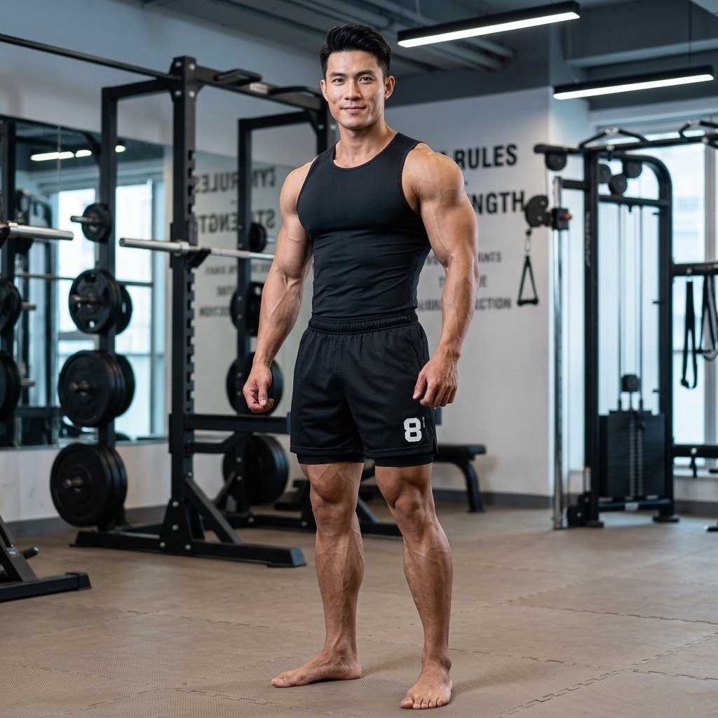 Quần short gym nam 2 lớp ASRV08-DK65
