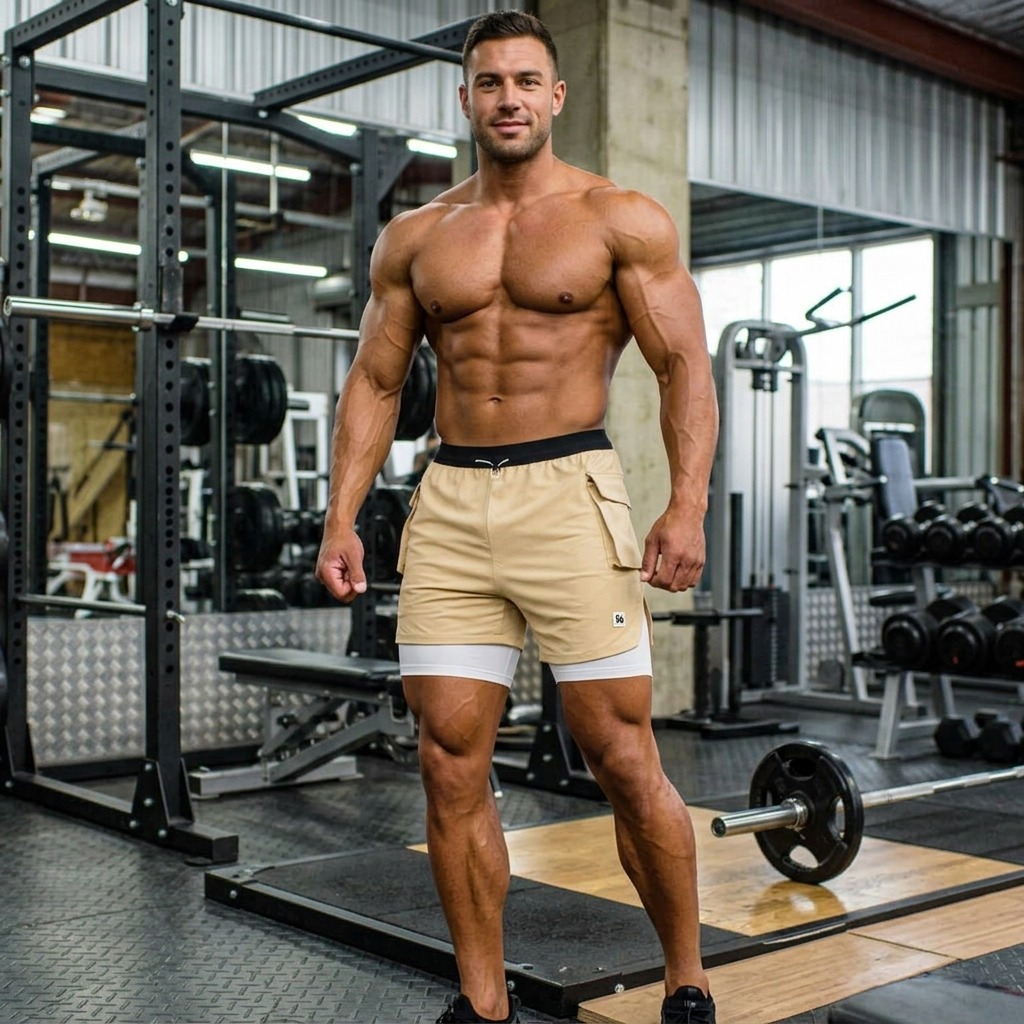 Quần short gym nam 2 lớp YA-DK01