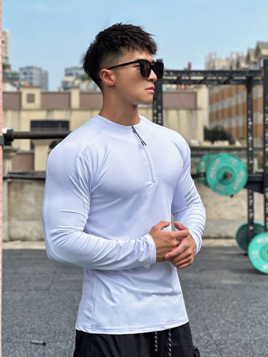 Áo dài tay thu đông nam cổ khóa cao cấp