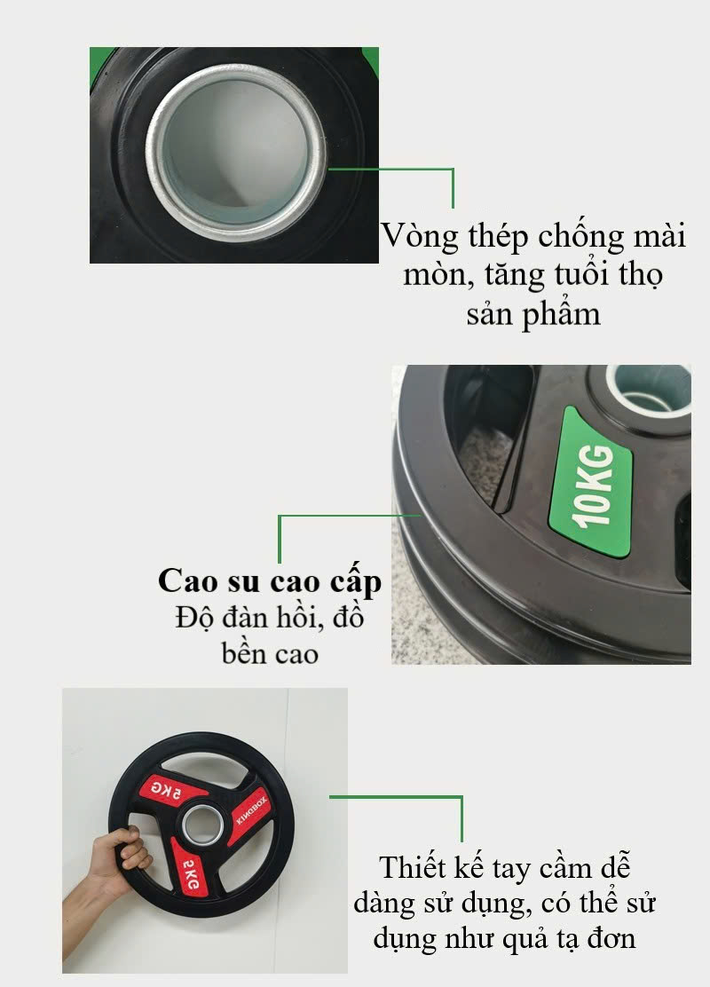 Tạ bánh, tạ đĩa bọc cao su KINGBOX