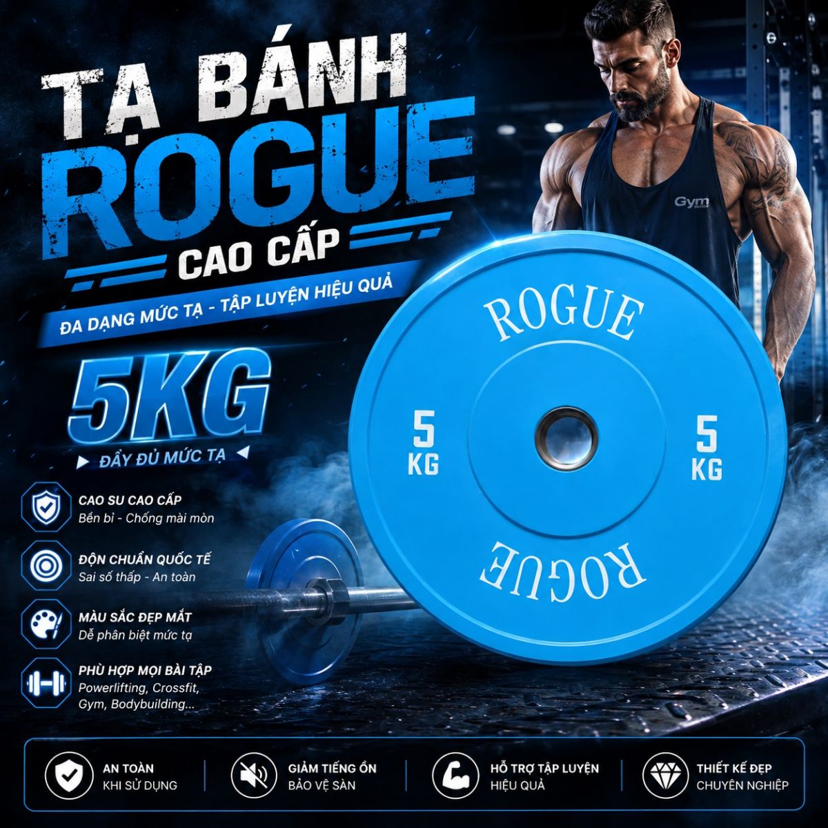 Tạ bánh màu Rogue 25kg cao cấp