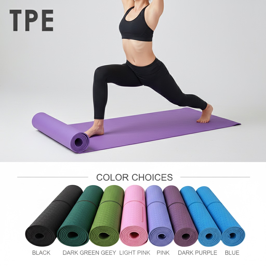 Thảm yoga 1 lớp đơn sắc đường viền cơ thể cao cấp