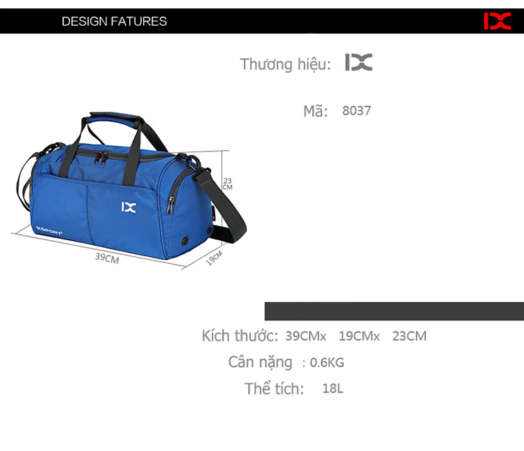 Túi xách gym thể thao INOXTO IX SPORT 8037 cao cấp